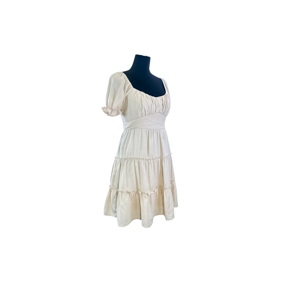Trixxi Tan Puff Sleeve Peasant Mini Dress - Size Small - Picture 2 of 10